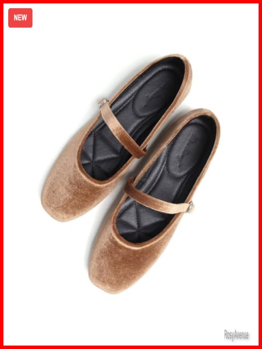 Women's Square Toe Ankle Strap Ballet Flats Leather Satin